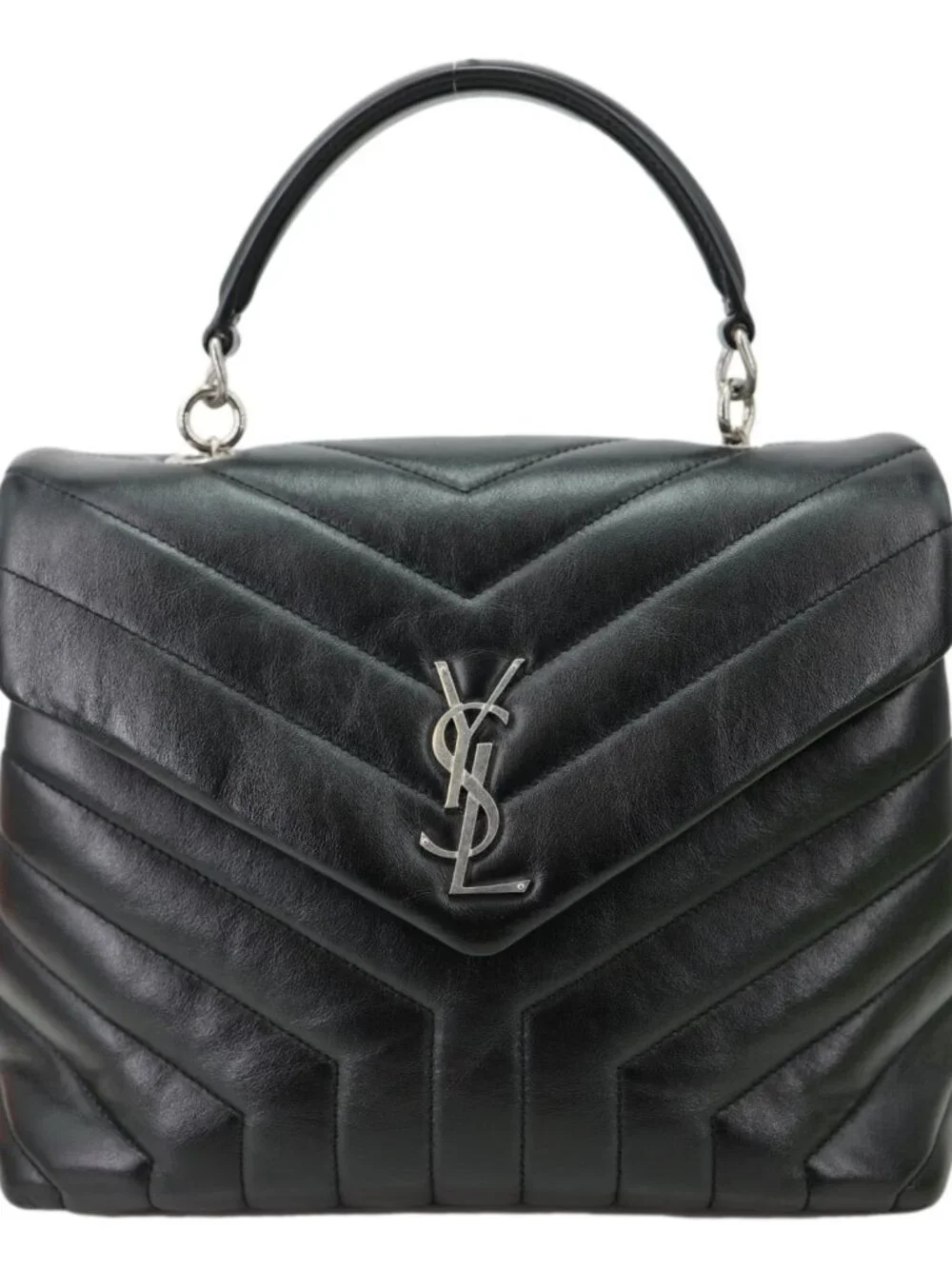 Yves Saint Laurent  Loulou Quilted Leather Top Handle Shoulder Bag Black